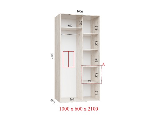 Шафа-купе Фенікс 100х60х210 см, 2 фасади