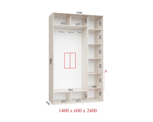 Шафа-купе Фенікс 140х60х240 см, 2 фасади