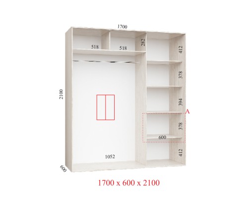 Шафа-купе Фенікс 170х60х210 см, 2 фасади