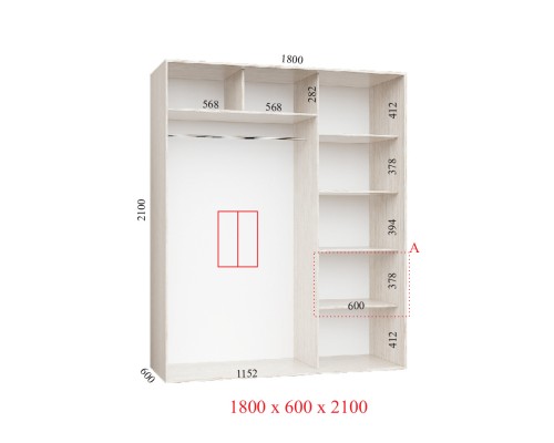 Шафа-купе Фенікс 180х60х210 см, 2 фасади